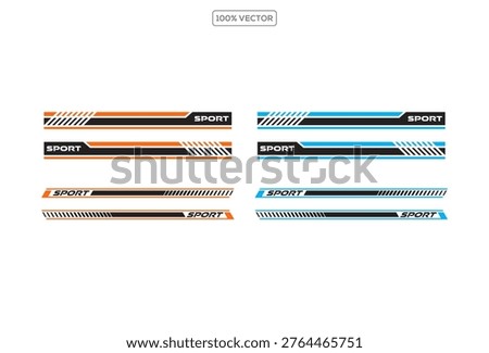 set of Dynamic sport car body side sticker design icon set vector. Sport stripes car modification, body racing illustration