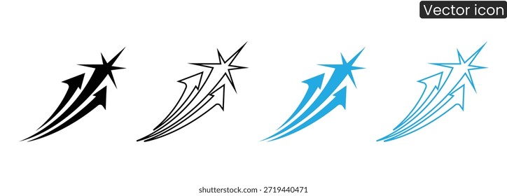 Set of dynamic starburst icons with motion arrows, conveying energy, movement, and progress, perfect for business, technology, and creative projects.