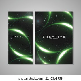 Set of dynamic wave space background with light shadow effect - Background Abstract design Art elements technology. Futuristic background, art wallpaper. Vector illustration.