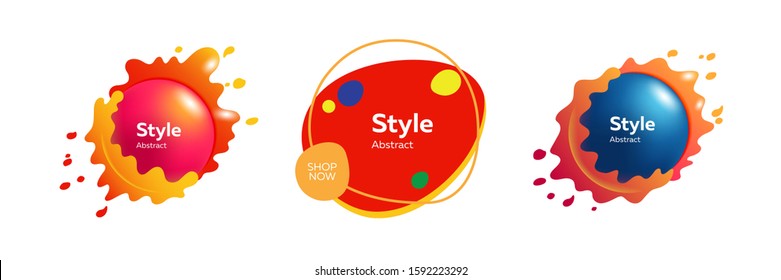 Set of dynamical colored figures in free shape. Design template for logo, flyer or presentation. Abstract form dynamic composition. Modern style vector illustration