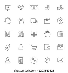 set of e commerce business technology icon with simple style and editable stroke, vector eps 10