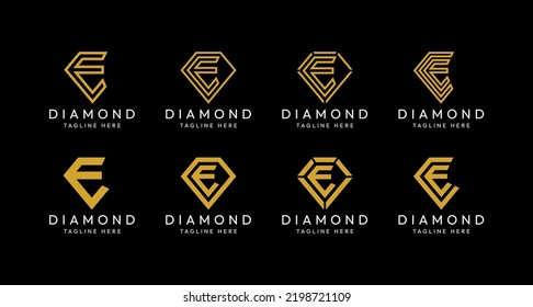Satz von Buchstaben E Diamond Monogram Logo Design-Paket. Das perfekte Logo für Schmuckfirmen, Bergbauindustrie und dergleichen.