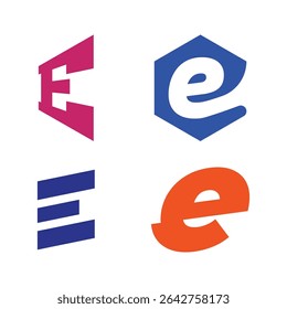 Set E letter logo design white background. Monogram initials letter logo concept.