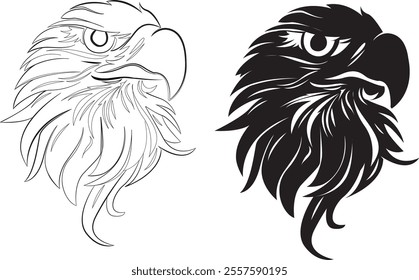 Set of Eagle bird head icon  isolated vector art