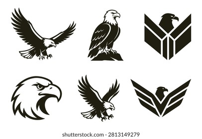 Set of eagle bird vector illustrations for military and corporate brand logos