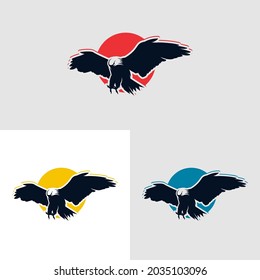 Set of eagle color Silhouette Logo Design Template