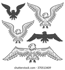 Set of eagle for emblem and design tattoo ,labels and logo. 