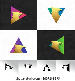 Set of eagle head in triangle shape logo icon vector