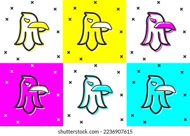 Set Eagle icon isolated on color background. American Presidential symbol.  Vector