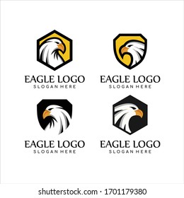 set of eagle logo design template vector, template Negative space style. Logotype concept icon. Eagle logo design inspiration. 