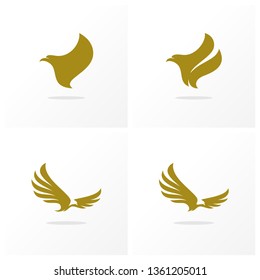 Set of Eagle logo design vector. Simple Eagle logo template. Icon Symbol