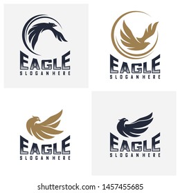 Set of Eagle Logo Design Vector. Flying Eagle logo template. Icon Symbol