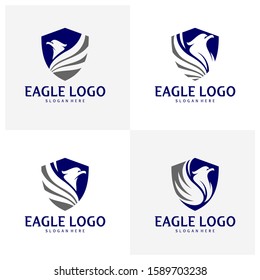 Set of Eagle logo design vector, Phoenix logo concept, Simple Eagle logo template, Icon Symbol, Creative design