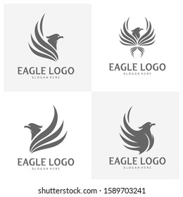 Set of Eagle logo design vector, Phoenix logo concept, Simple Eagle logo template, Icon Symbol, Creative design