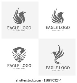 Set of Eagle logo design vector, Phoenix logo concept, Simple Eagle logo template, Icon Symbol, Creative design