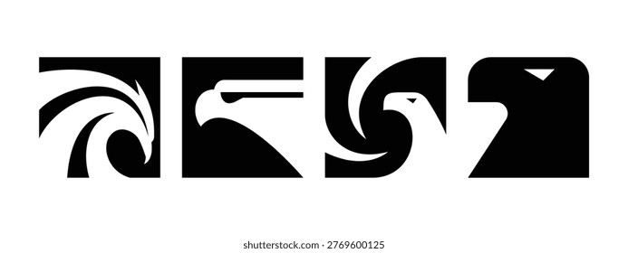 set of eagle logo geometric vector illustration