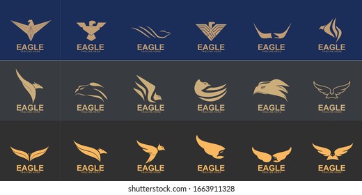 Set of Eagle logo with modern concept. Eagle icon design. Vector Illustration