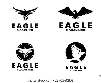 set of eagle logo vector design template