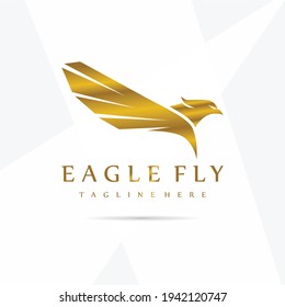 Set of Eagle Logo Vector symbol in elegant gold color and perfect for your company or product logo