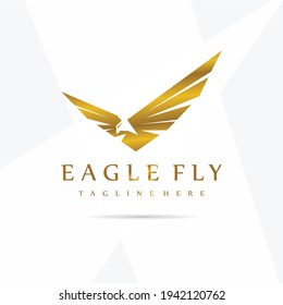 Set of Eagle Logo Vector symbol in elegant gold color and perfect for your company or product logo