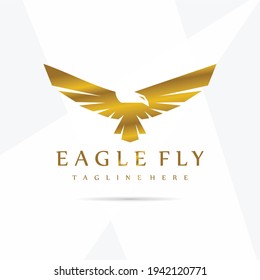 Set of Eagle Logo Vector symbol in elegant gold color and perfect for your company or product logo