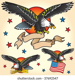 Eagle Flag Tattoo - 55 Heroic American Flag Tattoos - A beautiful and patriotic tattoo in a splatter design.