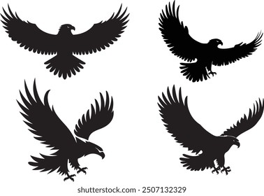 Set of Eagle silhouette vector