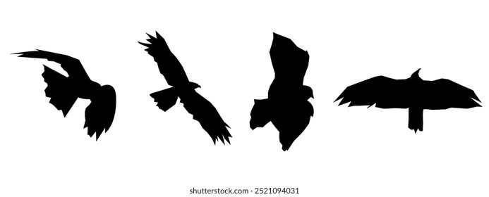 Set of eagle silhouettes, isolated on white background, suitable for illustration, design.