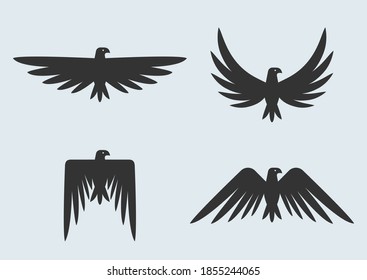 Set of eagle silhouettes. Vector eagles logo.