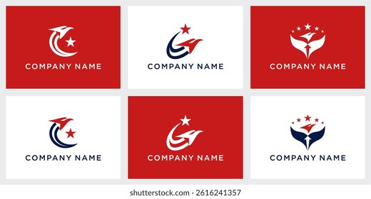 Set of eagle star and arrow logo