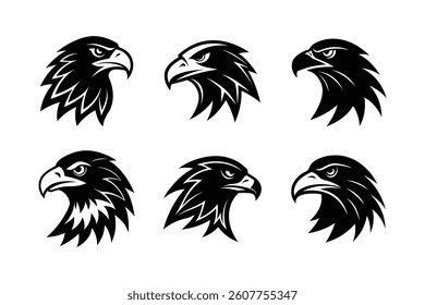 set of eagle vector silhouette illustration