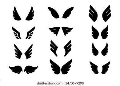 Set of eagle wing icons. Design elements for logo, label, sign, badge. Vector illustration