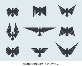 Set eagles and hawks. Eagle logo vector template.