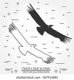Set of eagles silhouette icons. For logo design, patches, seal, logo or badges. Vector illustration. Concept for shirt, print, seal, overlay or stamp.