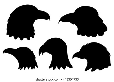 Set of Eagles silhouettes. Vector illustration, Isolated on white
