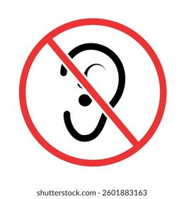 Set of Ear and hearing icon collection. No sound, No ear. deafness and listening symbol vector Illustration.