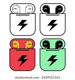 Set of Earphones music box flat icon, sound technology device sign, web audio symbol vector illustration .