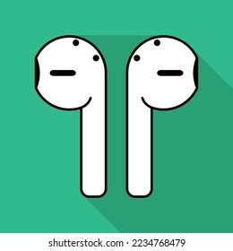 Set of Earphones music flat icon, sound technology device sign, web audio symbol vector illustration .