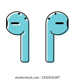Set of Earphones music flat icon, sound technology device sign, web audio symbol vector illustration .