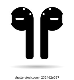 Set of Earphones music flat icon shadow, sound technology device sign, web audio symbol vector illustration .