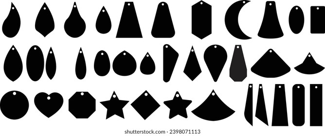 Set of Earring icons vectors. Decoration illustration signs .Black Fill jewel symbols. Earring icons woman jewelry accessory silhouettes. Luxury earrings jewelry isolated on transparent background.