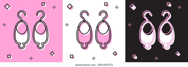 Set Earrings icon isolated on pink and white, black background. Jewelry accessories.  Vector
