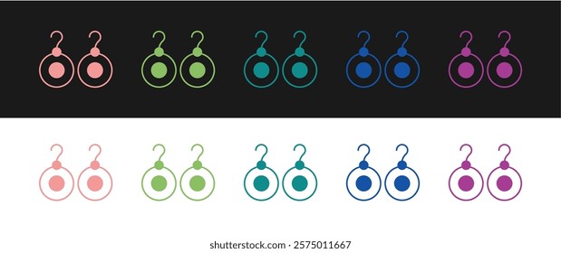 Set Earrings icon isolated on black and white background. Jewelry accessories.  Vector