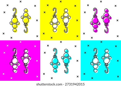 Set Earrings icon isolated on color background. Jewelry accessories.  Vector