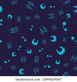 Set Earrings, Piercing,  and Necklace on seamless pattern. Vector