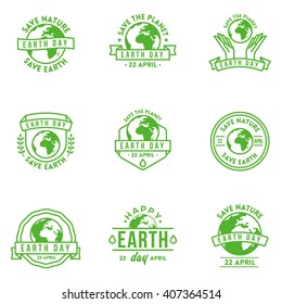 Set of Earth Day design concept. Vintage style 