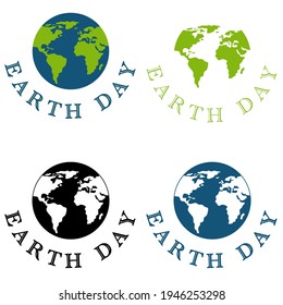 Un conjunto de logos del DÍA DE LA TIERRA aislados en fondo blanco. 