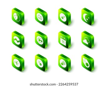 Set Earth element, Mars symbol, Moon and stars, Cloudy weather, Comet, Calendar,  and Venus icon. Vector