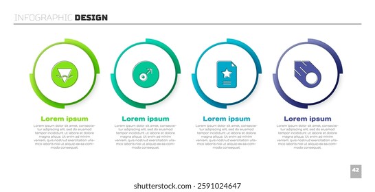 Set Earth element, Mars symbol, Star constellation zodiac and Comet. Business infographic template. Vector