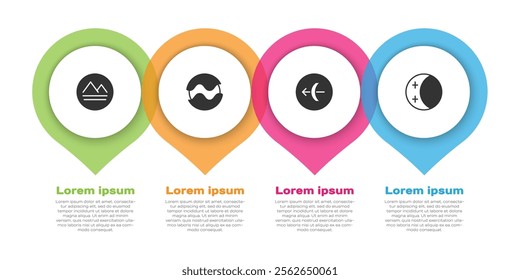 Set Earth element, Planet, Sagittarius zodiac and Eclipse of the sun. Business infographic template. Vector